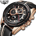 LIGE Mens Watches Top Brand Luxury Quartz