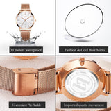 OLEVS Women Luxury Quartz Watches Rose Gold Watchcase