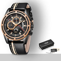 LIGE Mens Watches Top Brand Luxury Quartz